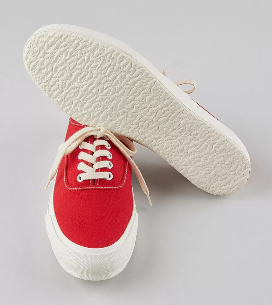 Drake's Doek Red Canvas Oxford Trainers Online