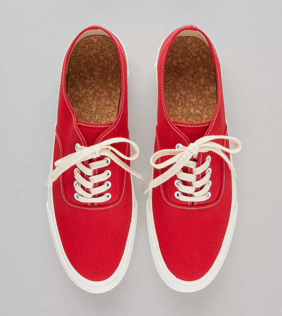 Drake's Doek Red Canvas Oxford Trainers Online