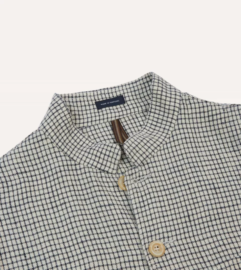 Drake's Ecru Check Linen Forestiere Jacket Shop