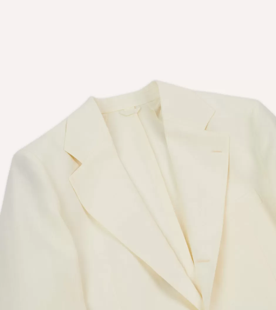 Drake's Irish Linen Tailored Jacket Ecru Clearance