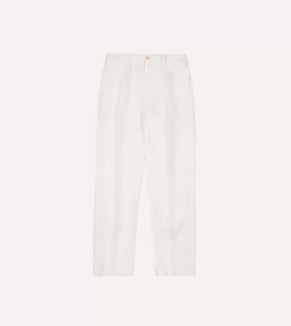 Drake's Linen Games Trousers Ecru Sale