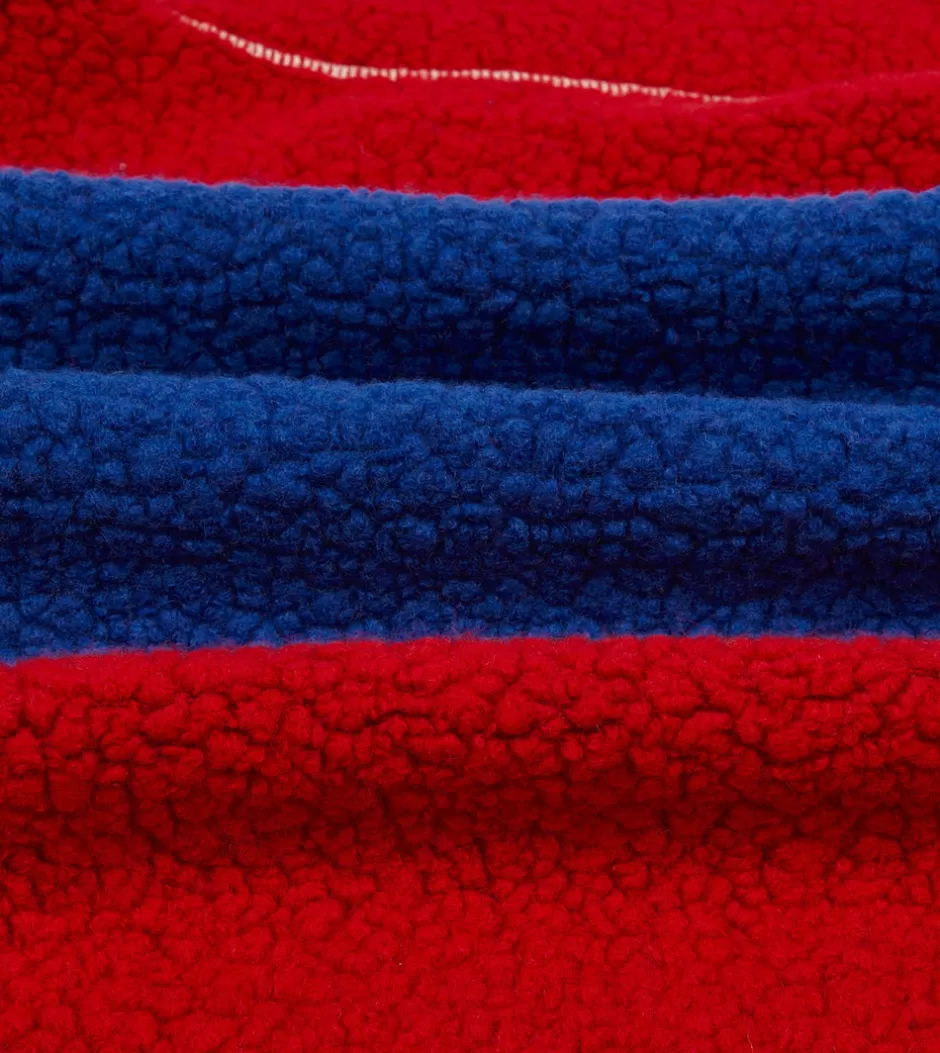 Drake's Ecru, Red And Blue Boucle Wool Zip Fleece Jacket Outlet