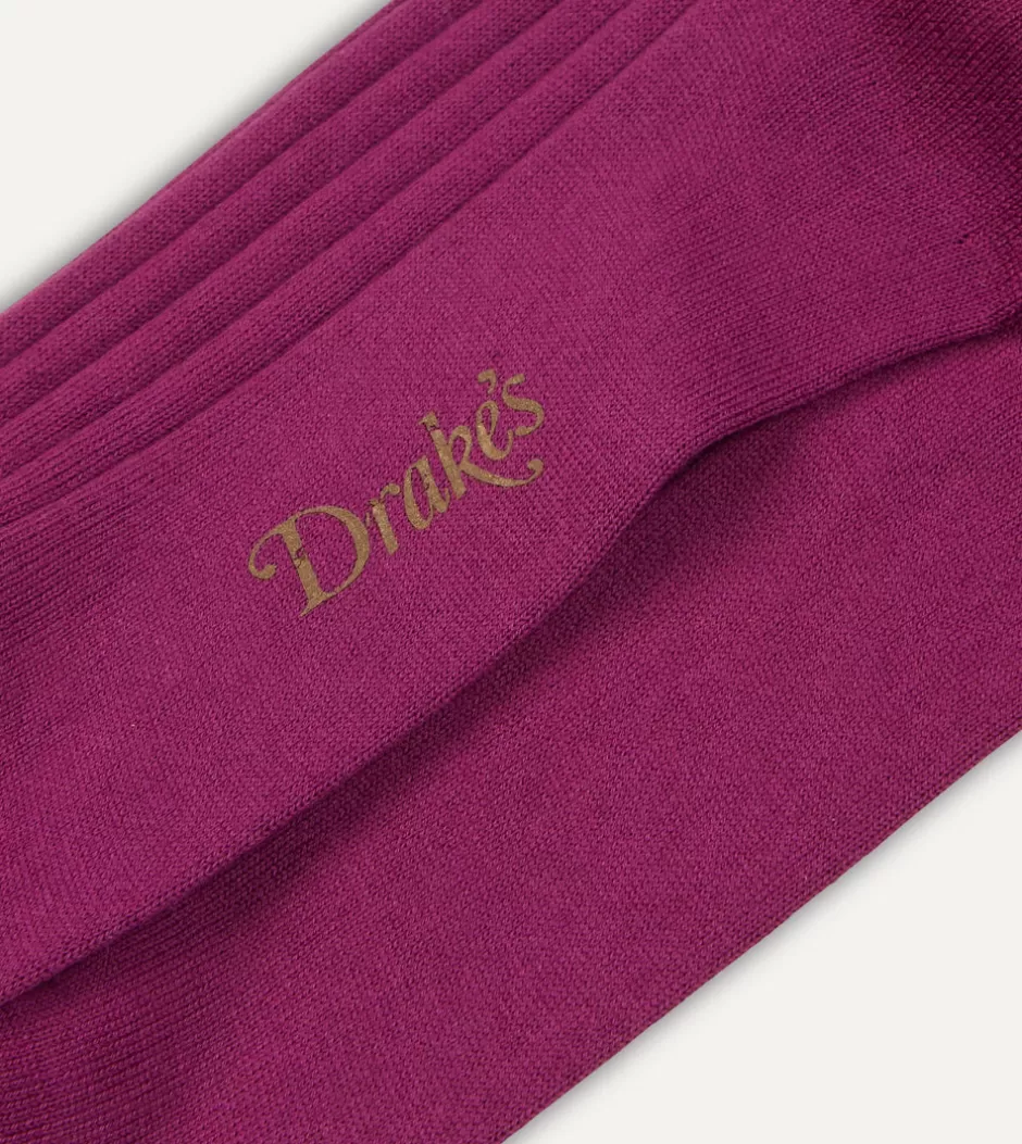 Drake's Cotton Over-the-Calf Socks Fuchsia Best Sale