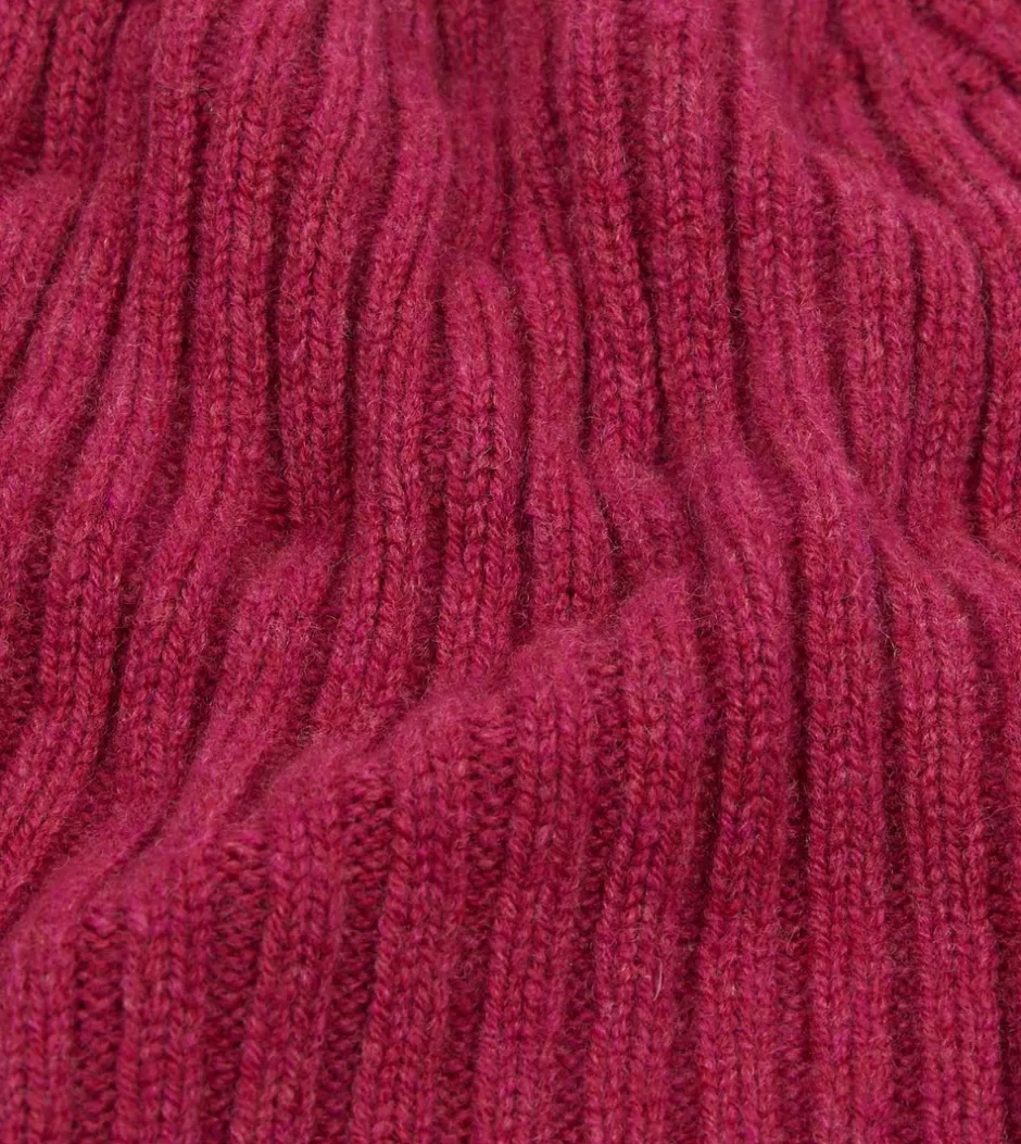 Drake's Lambswool Ribbed Knit Cap Fuchsia Hot