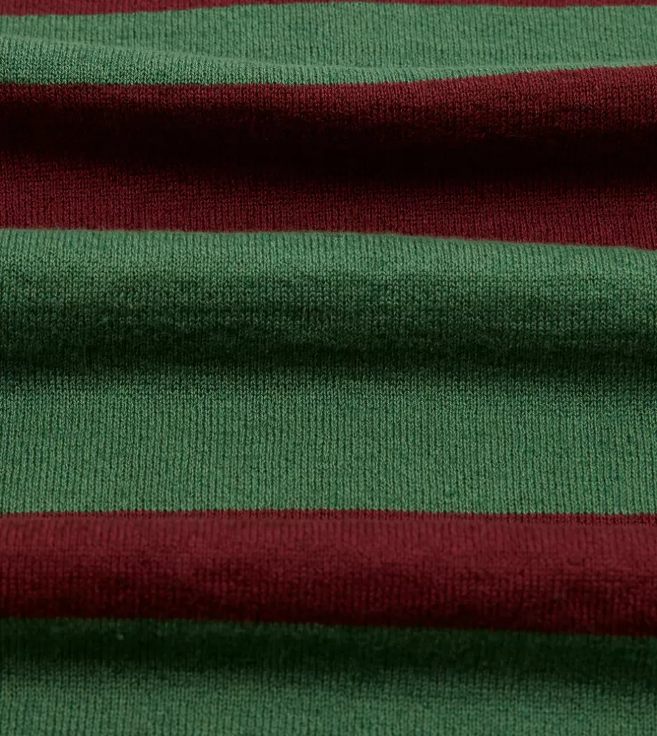 Drake's Green And Red Linen Cotton Knitted Rugby Shirt Online