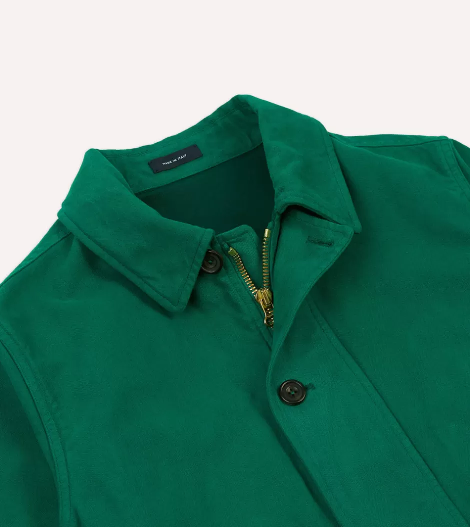 Drake's Green Cotton Blouson Jacket Cheap