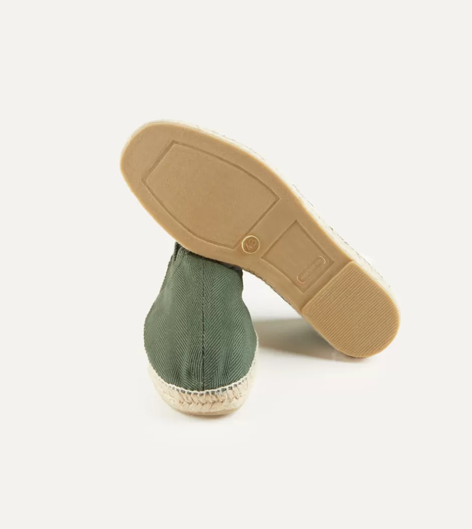 Drake's Herringbone Cotton Espadrilles Green Cheap