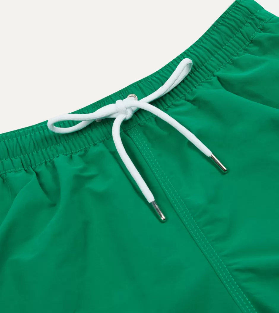 Drake's Green Nylon Drawstring Swim Shorts Cheap