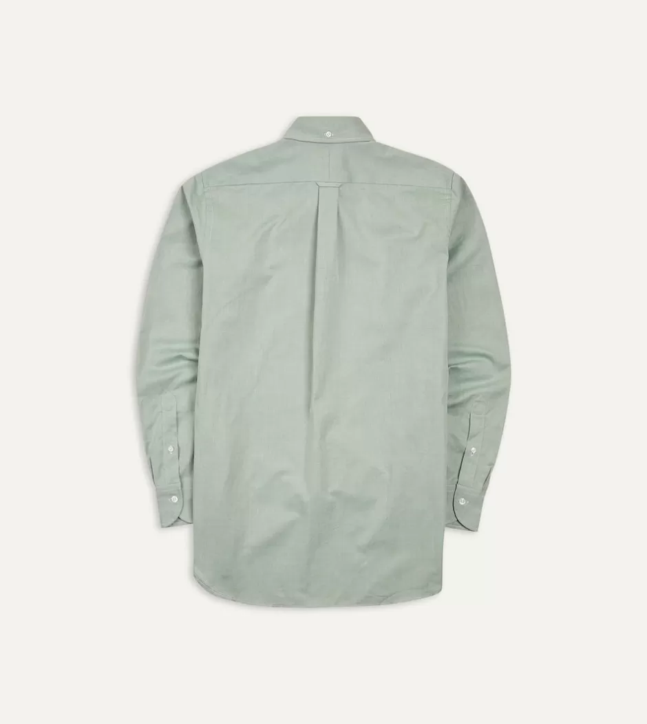 Drake's Pinpoint Oxford Cotton Cloth Button-Down Shirt Green Flash Sale