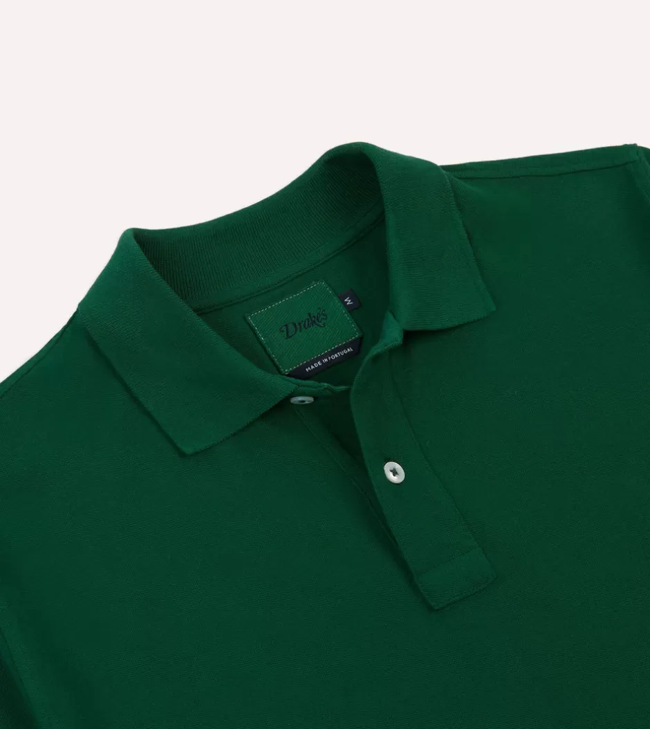 Drake's Piqué Cotton Polo Shirt Green Fashion