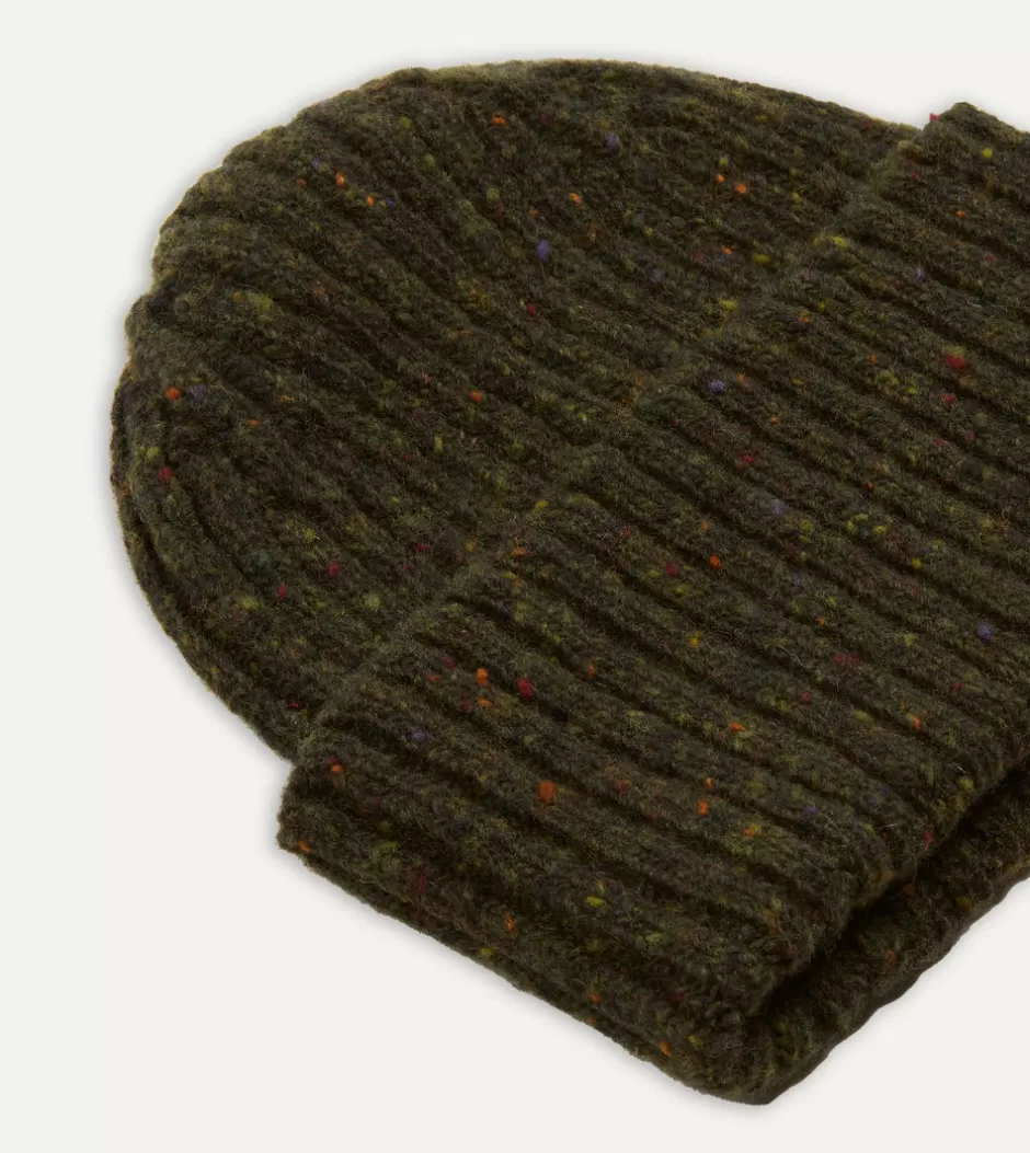 Drake's Ribbed Merino Donegal Knit Cap Green Best Sale