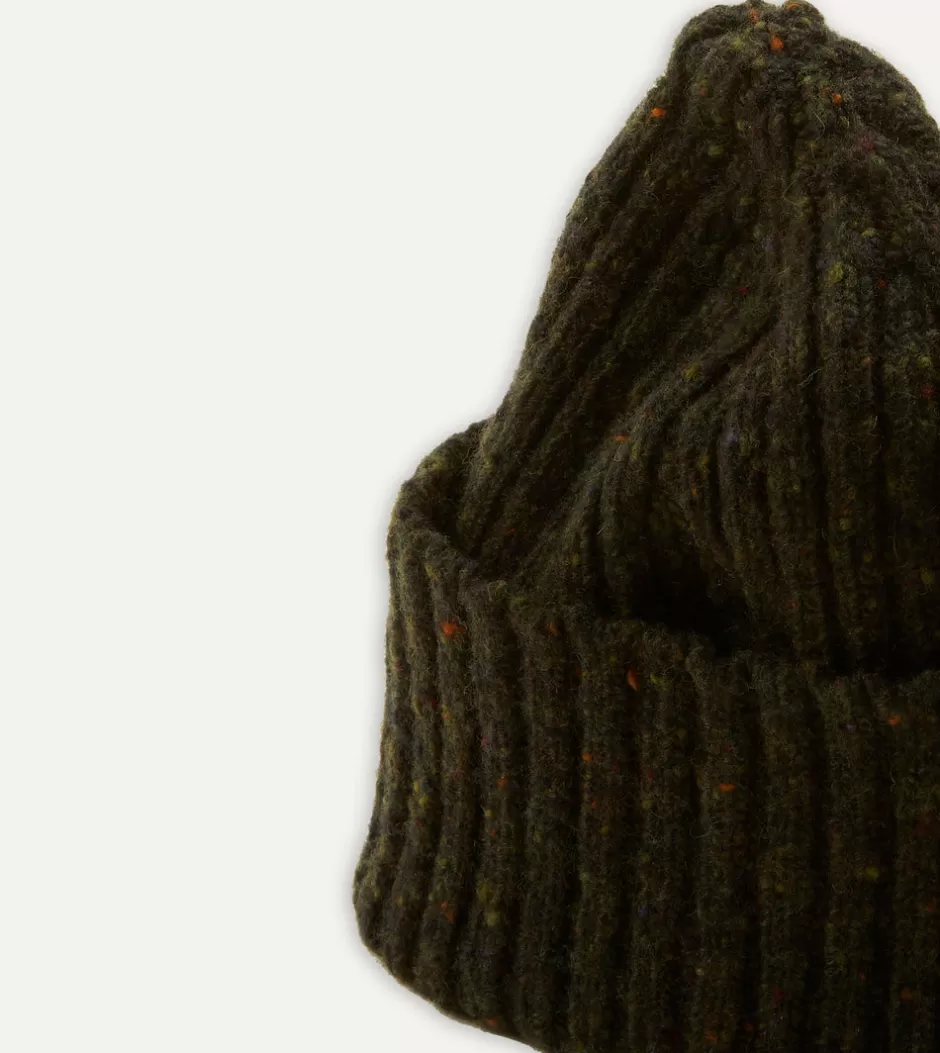 Drake's Ribbed Merino Donegal Knit Cap Green Best Sale