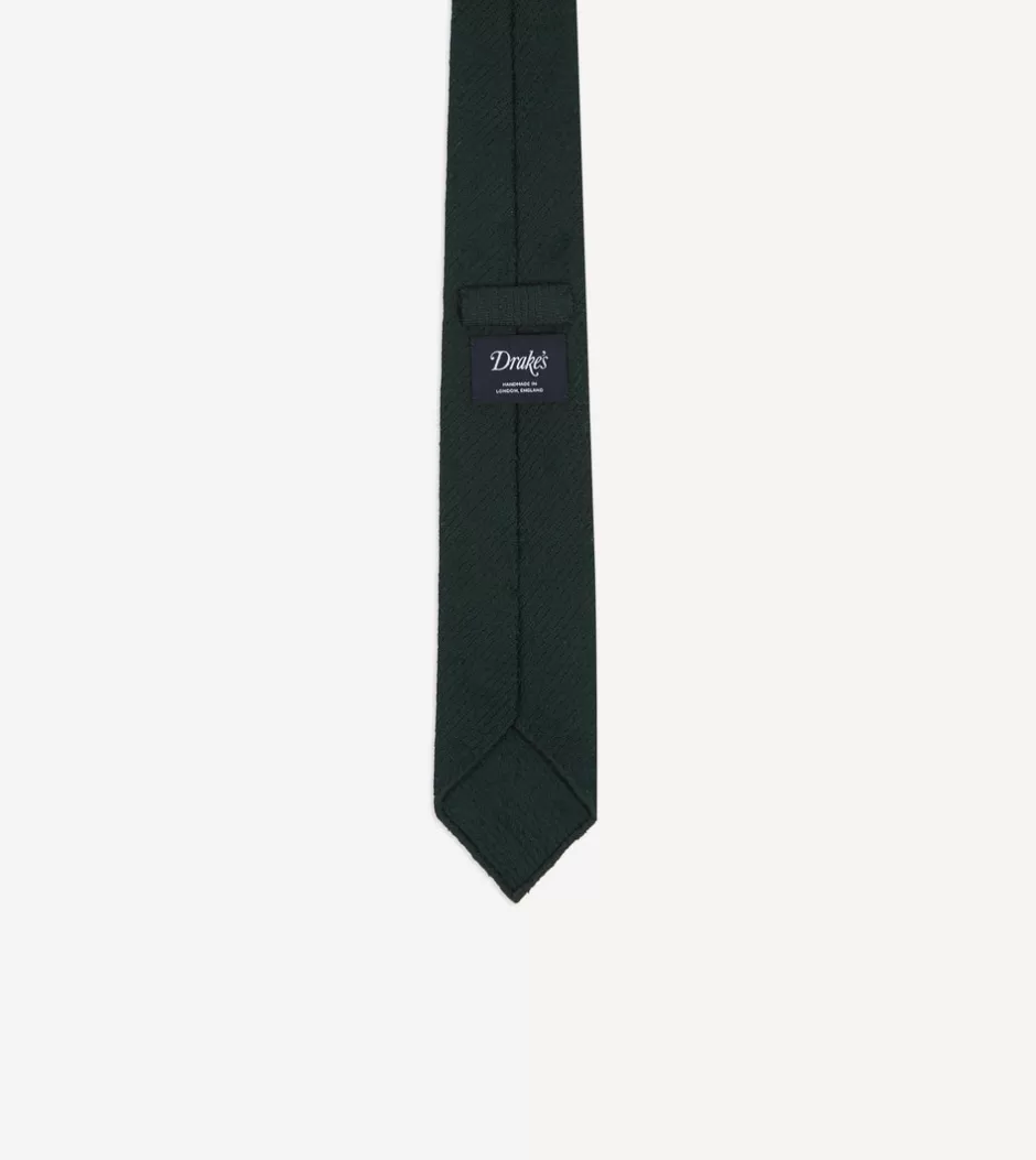 Drake's Green Shantung Silk Hand-Rolled Tie Store