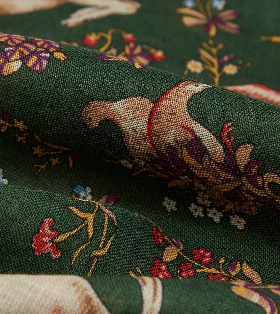 Drake's Green Unicorn Print Wool-Silk Scarf Store