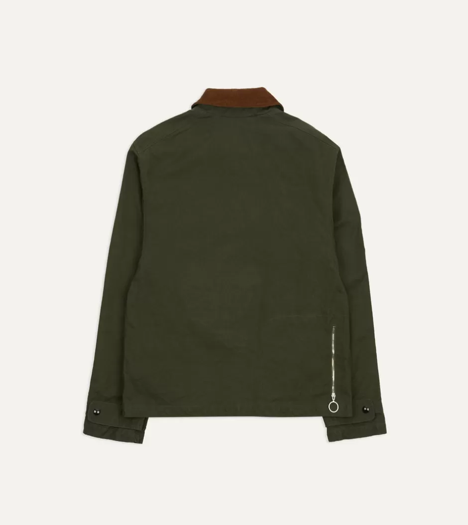 Drake's Green Waxed Cotton Wader Jacket Best