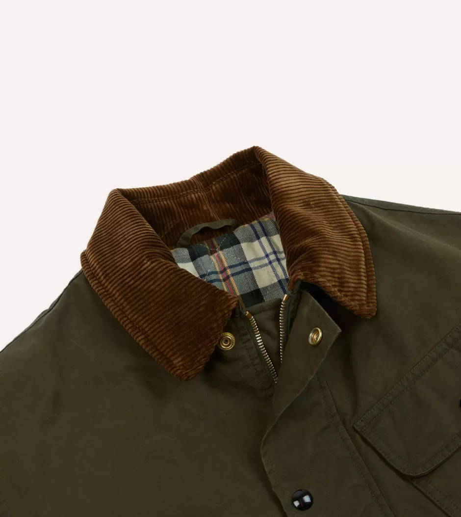 Drake's Green Waxed Cotton Wader Jacket With Blanket Lining Hot