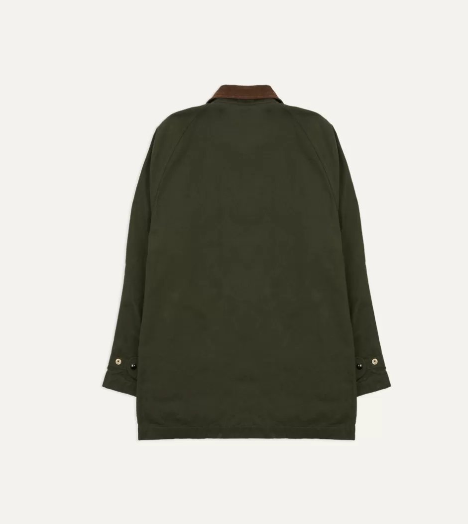 Drake's Green Waxed Lightweight Coverall Jacket Best