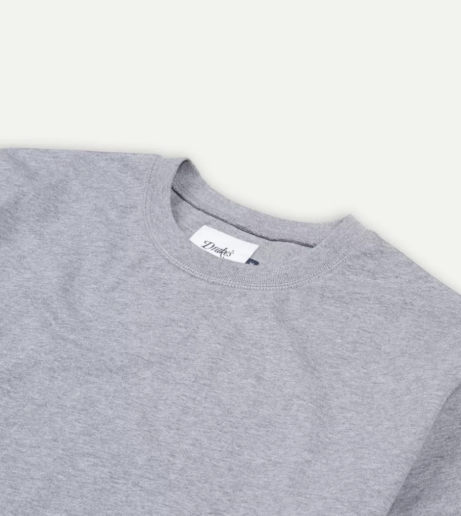 Drake's Cotton Crew Neck Hiking T-Shirt Grey Clearance