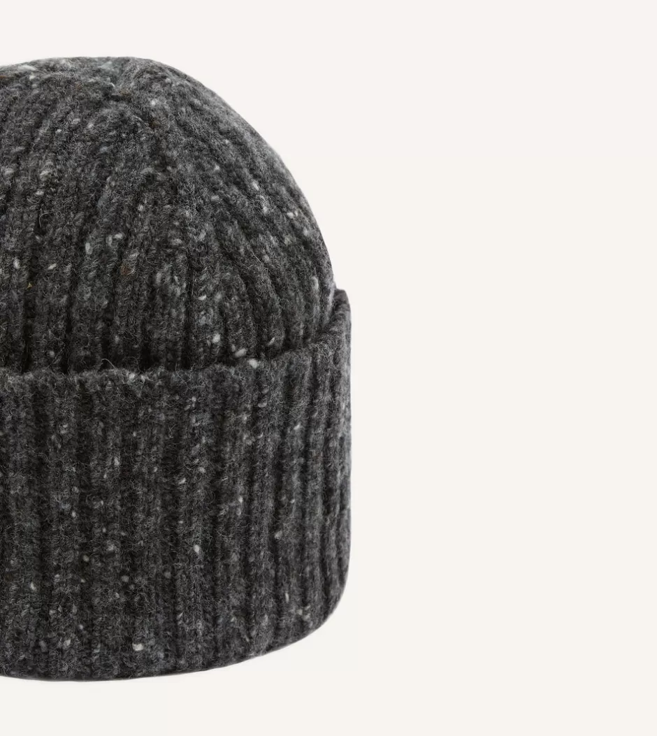 Drake's Donegal Ribbed Merino Knit Cap Grey Hot