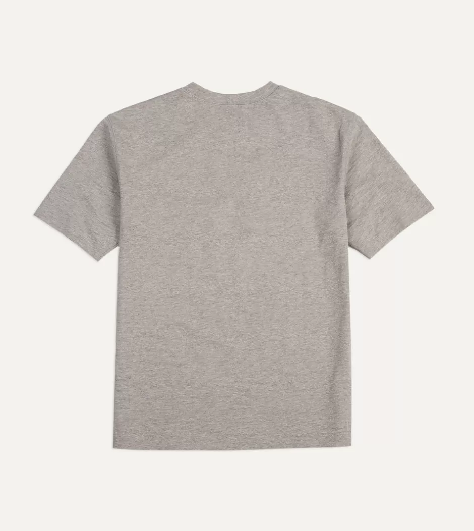 Drake's Flamé Cotton Crew Neck Hiking T-Shirt Grey Hot