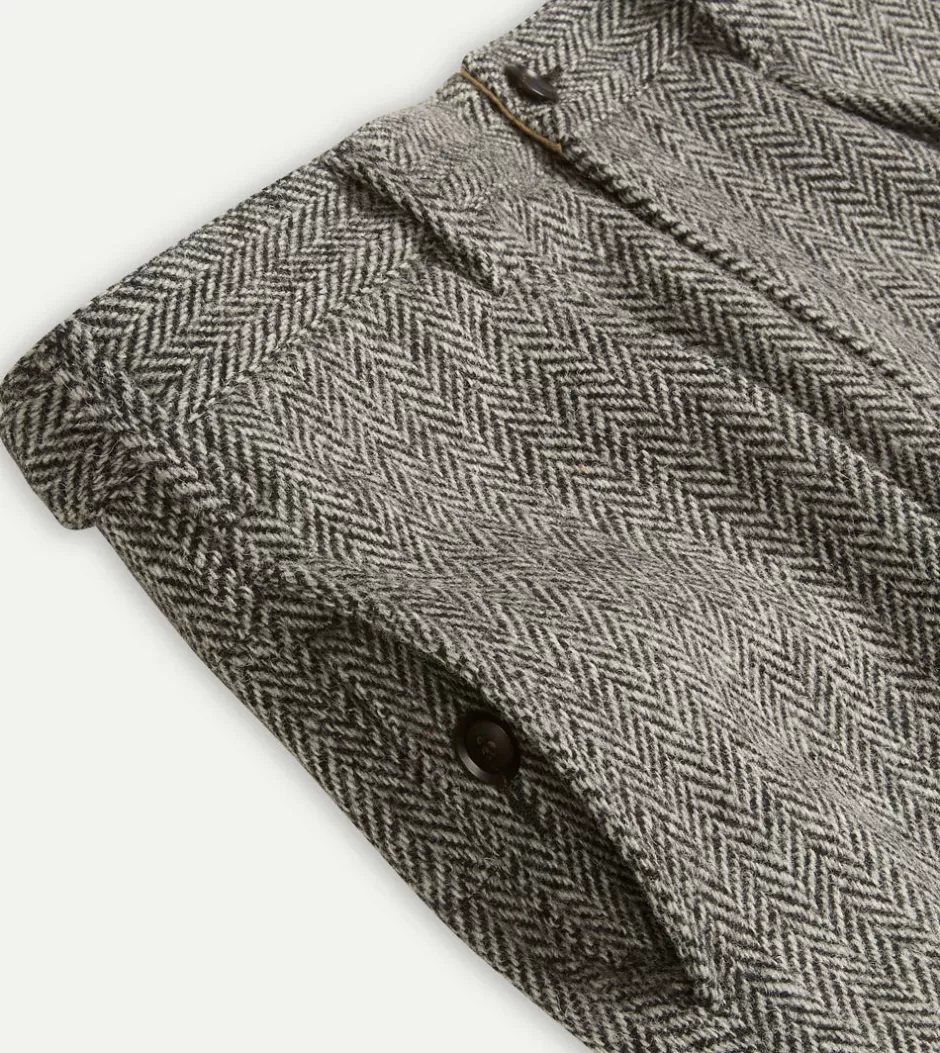 Drake's Grey Harris Tweed One Pleat Games Trousers Cheap