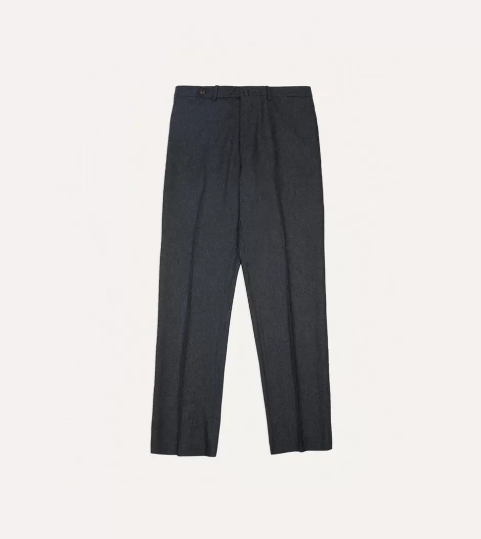 Drake's Wool Flannel Flat Front Trouser Grey Online