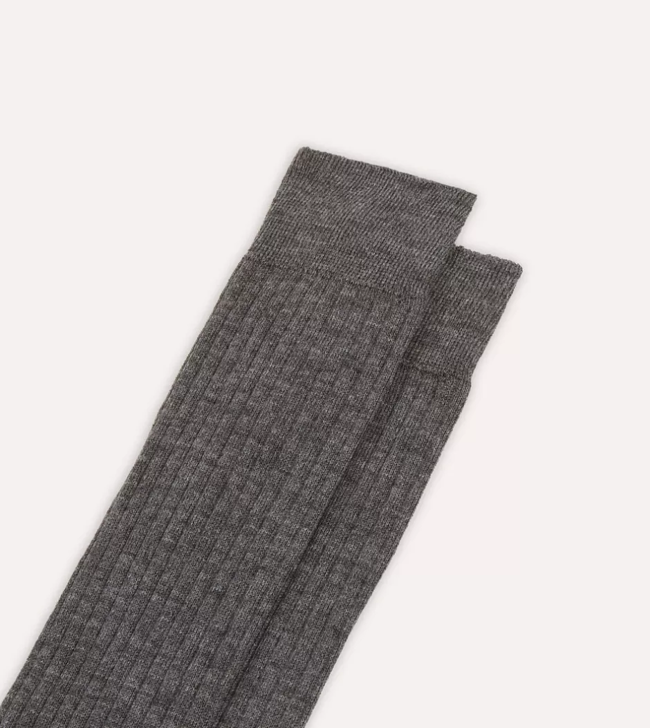 Drake's Wool Over-The-Calf Socks Grey Cheap