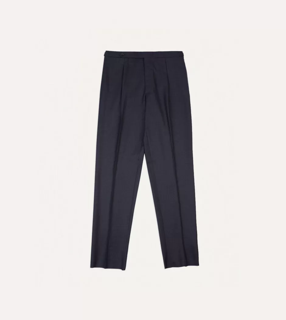 Drake's Grey Worsted Wool Single Pleat Trouser Shop