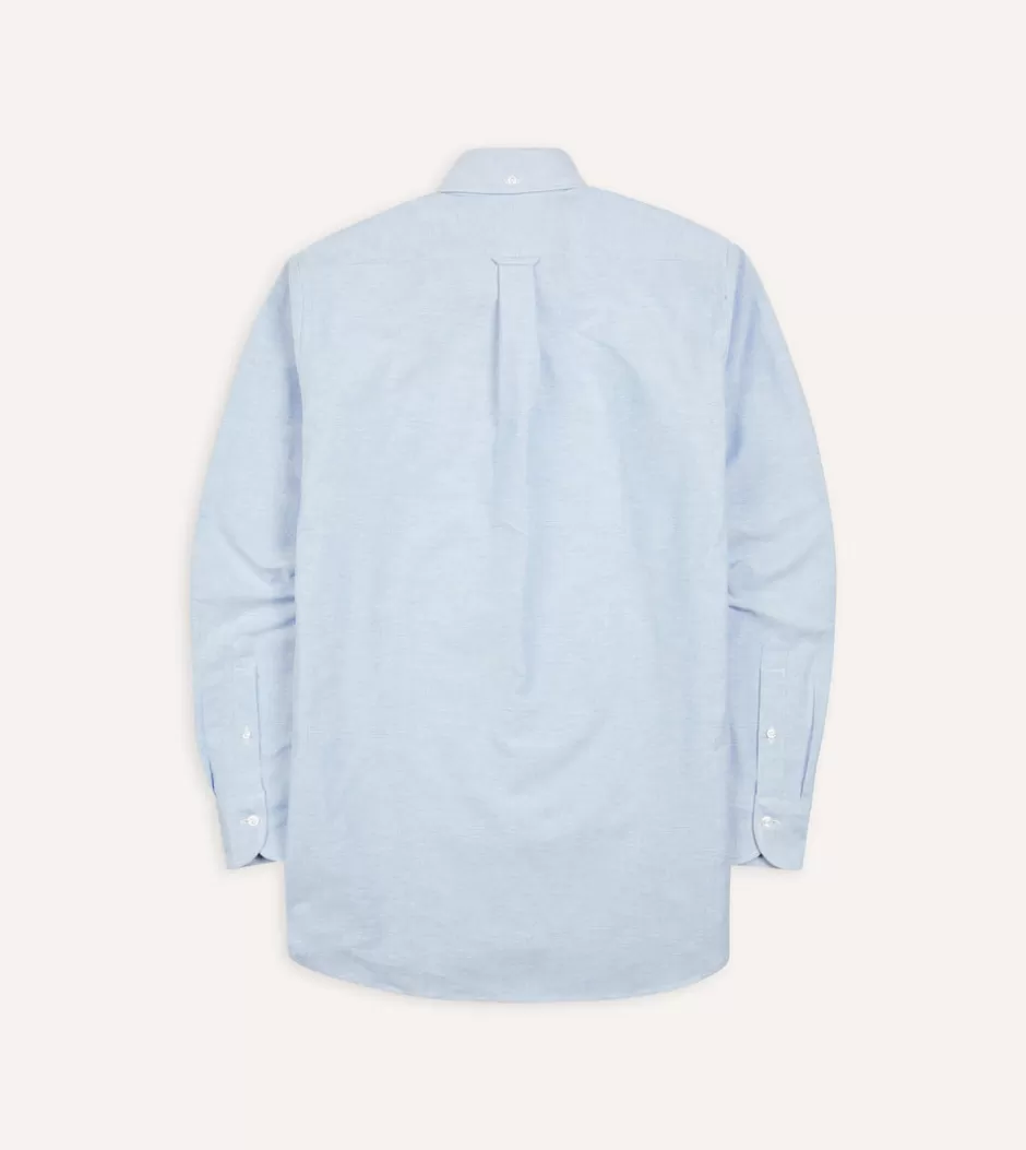 Drake's Cotton Oxford Cloth Button-Down Shirt Ice blue Clearance