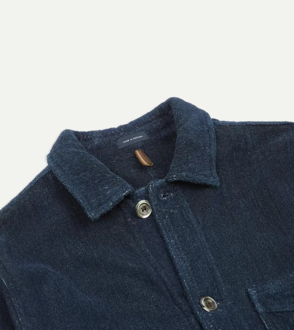 Drake's Indigo Cotton Terry Towelling Five-Pocket Chore Jacket Cheap