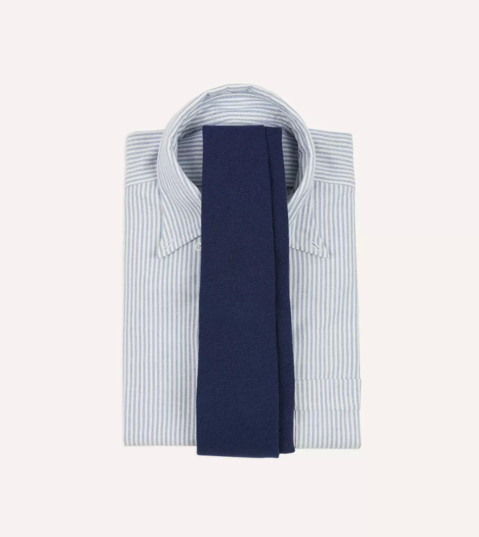 Drake's Indigo Pure Cashmere Solid Tipped Tie Cheap