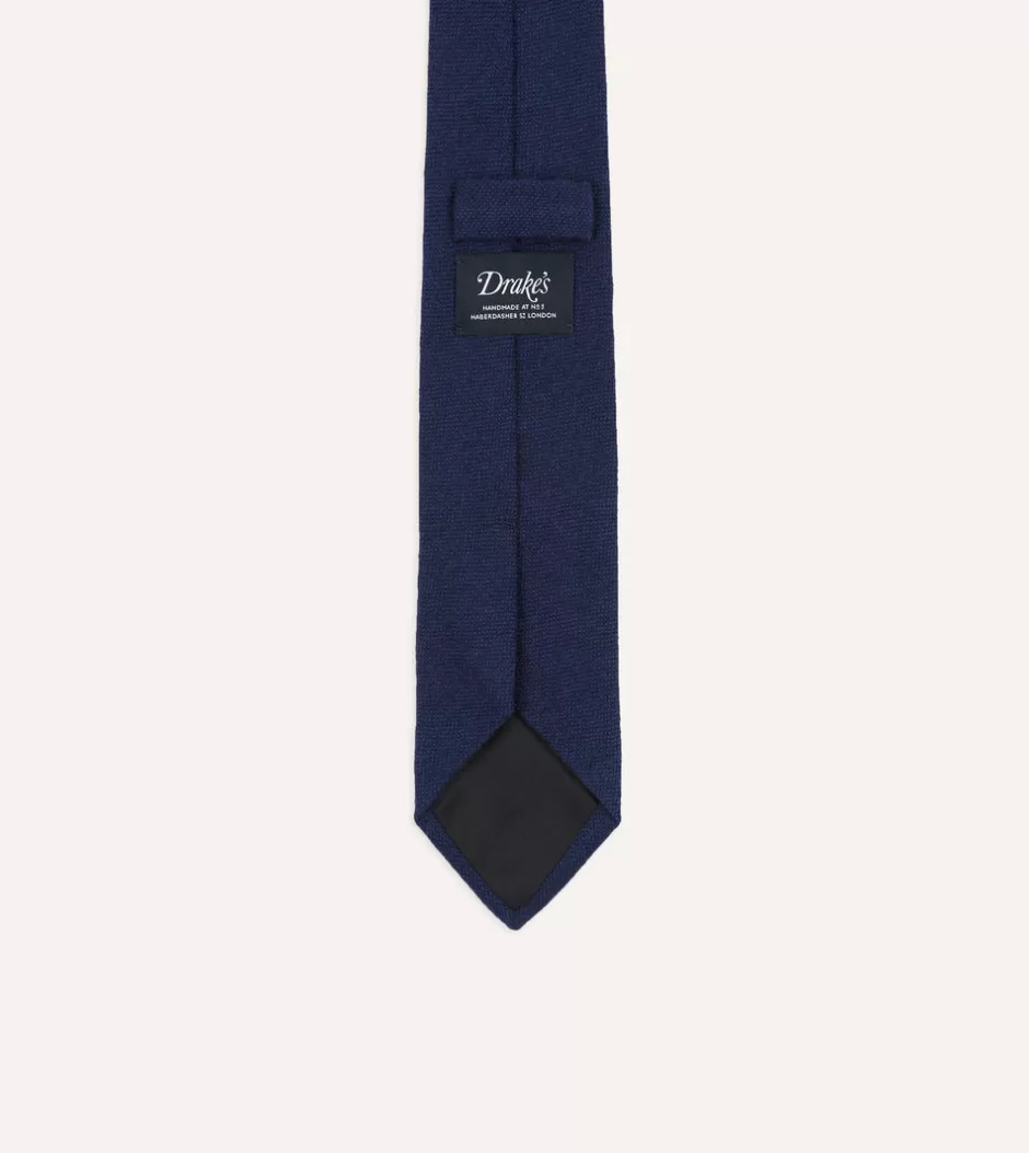 Drake's Indigo Pure Cashmere Solid Tipped Tie Cheap