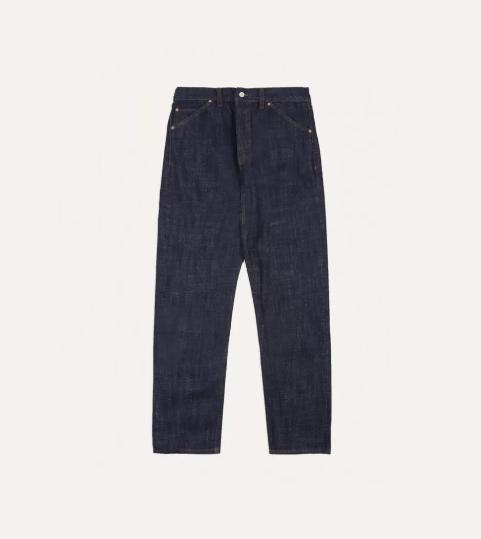 Drake's Indigo Rinse 15.5oz Japanese Selvedge Denim Five-Pocket Jeans Hot