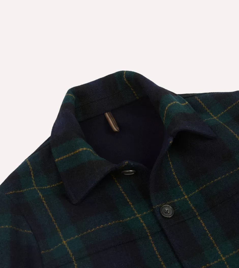 Drake's Johnston Check Melton Wool Donkey Chore Jacket Online