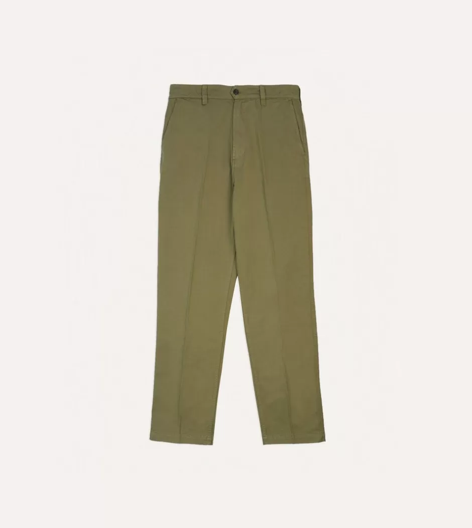 Drake's Cotton Flat Front Chino Khaki Best