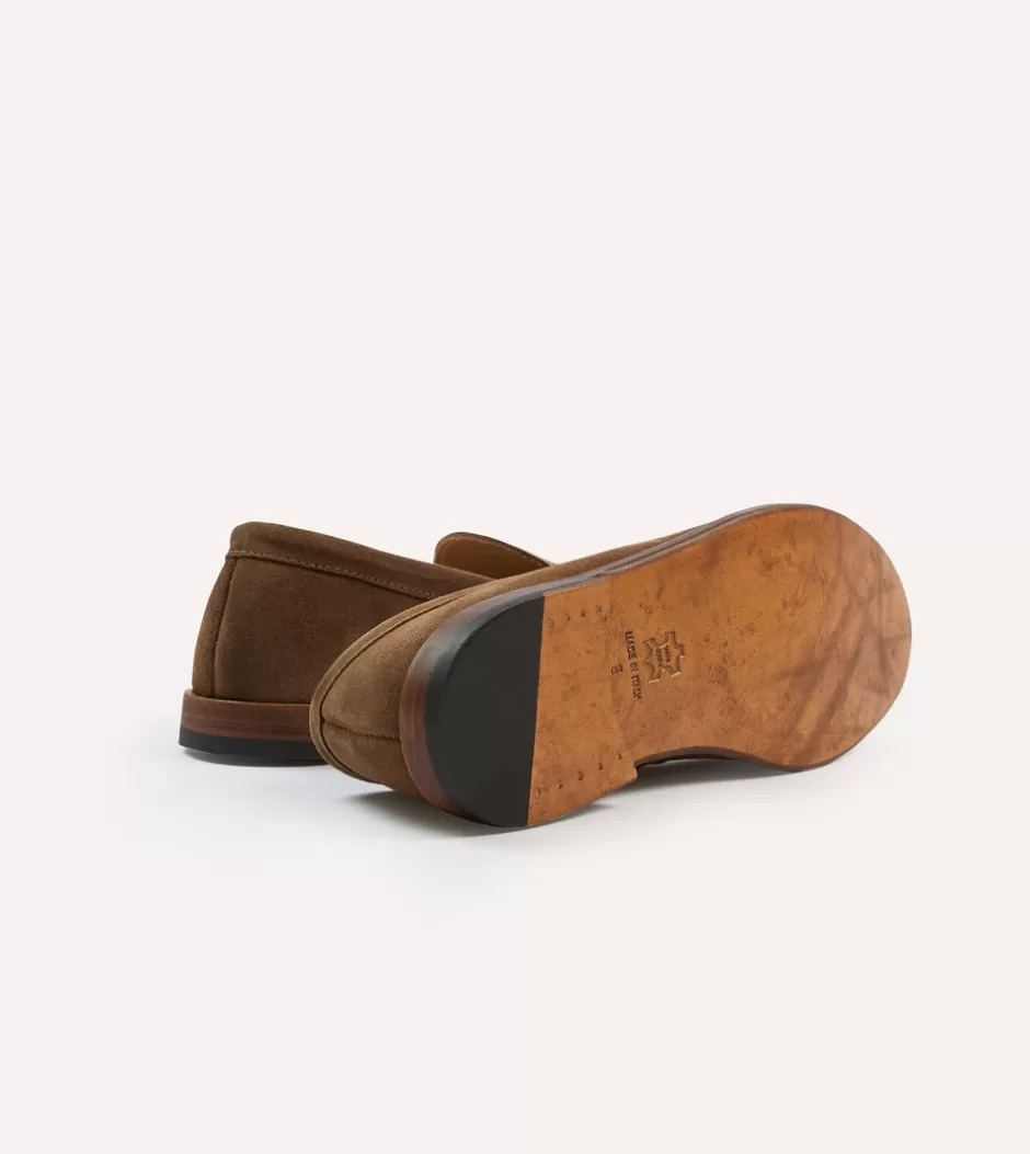 Drake's Suede Henri Belgian Loafer Light brown Best