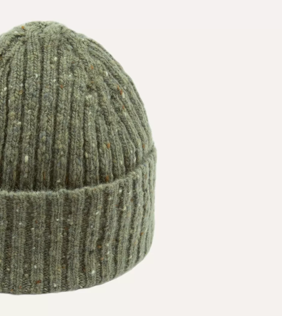 Drake's Donegal Ribbed Merino Knit Cap Light green Flash Sale