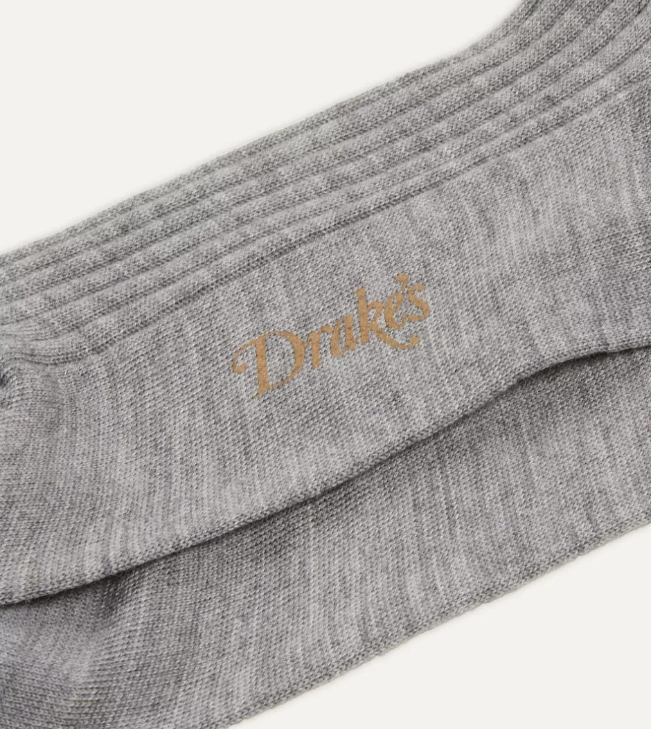 Drake's Wool Over-The-Calf Socks Light grey Shop