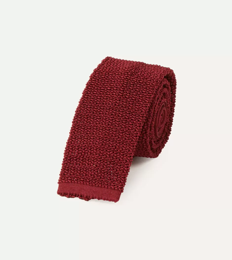 Drake's Light Wine Knitted Silk Solid Colour Tie Clearance