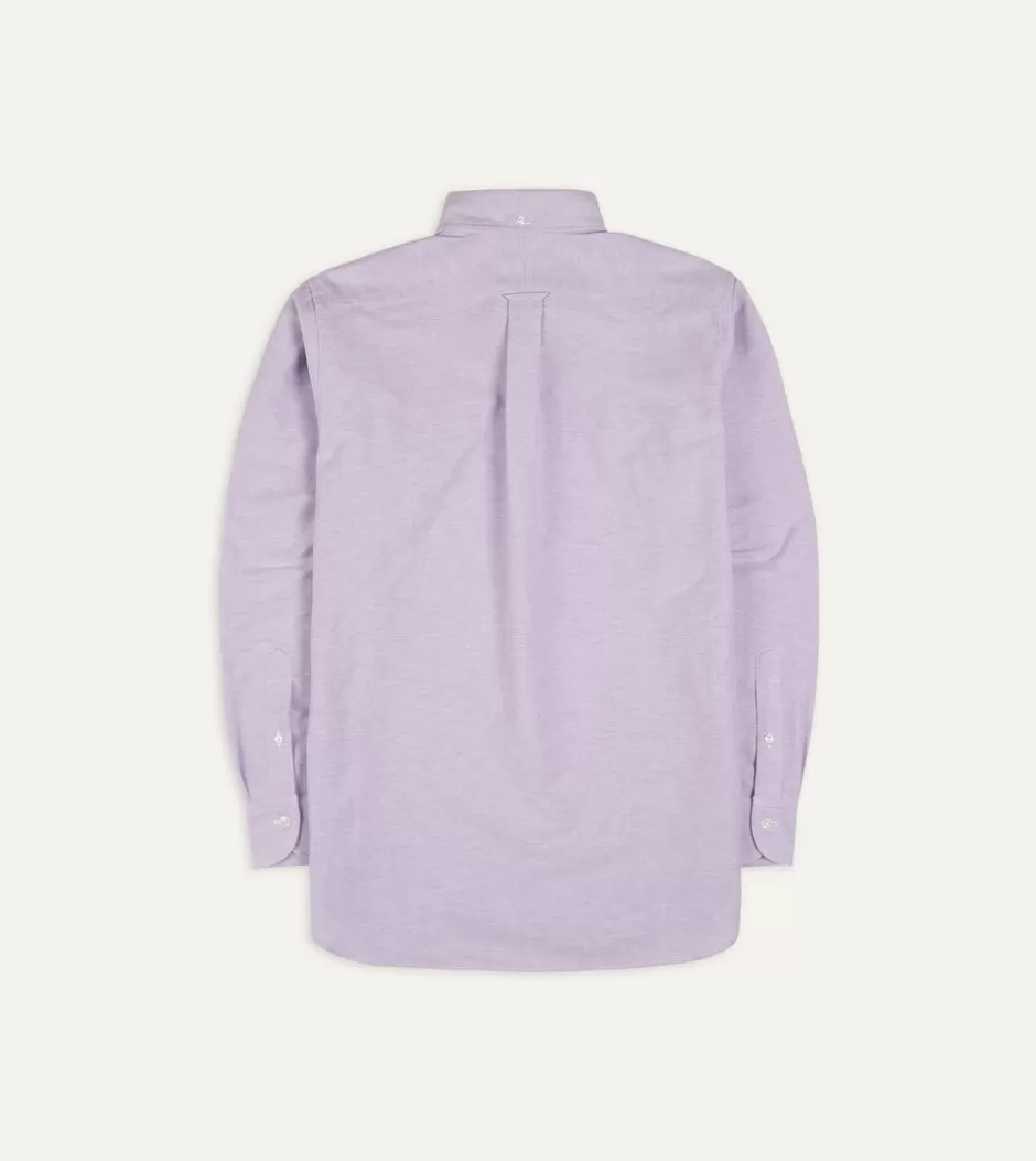 Drake's Cotton Oxford Cloth Button-Down Shirt Lilac Hot