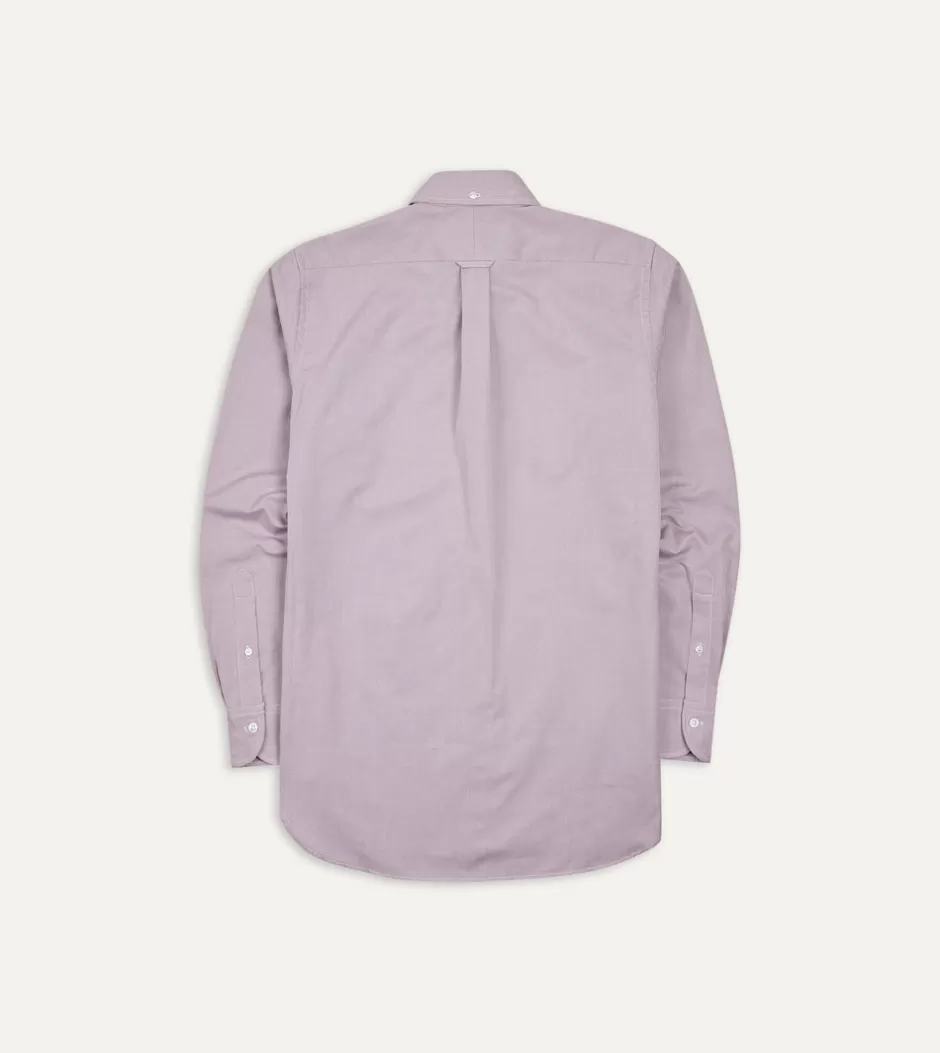 Drake's Pinpoint Oxford Cotton Cloth Button-Down Shirt Lilac Store