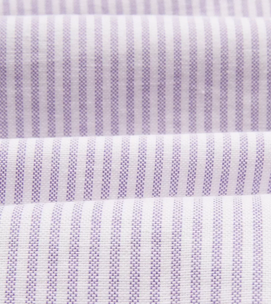 Drake's Ticking Stripe Cotton Oxford Cloth Button-Down Shirt Lilac Hot