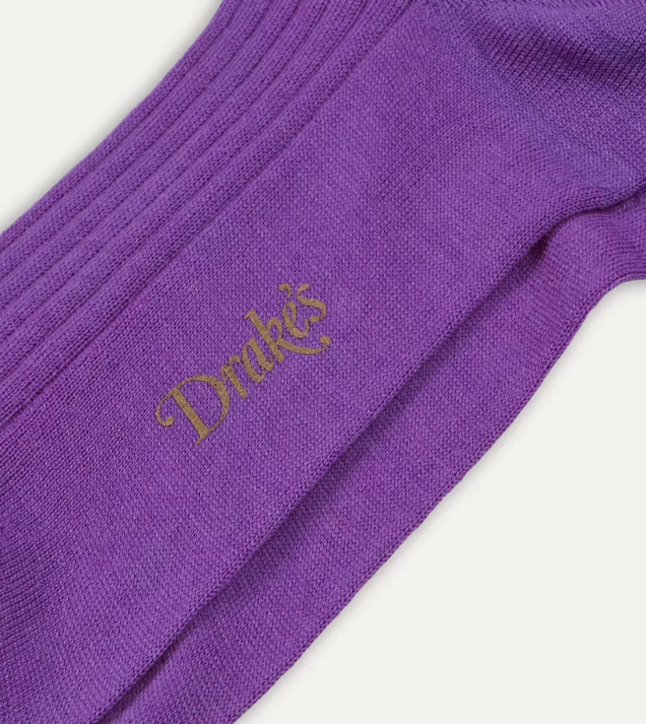 Drake's Wool Over-the-Calf Socks Lilac Hot