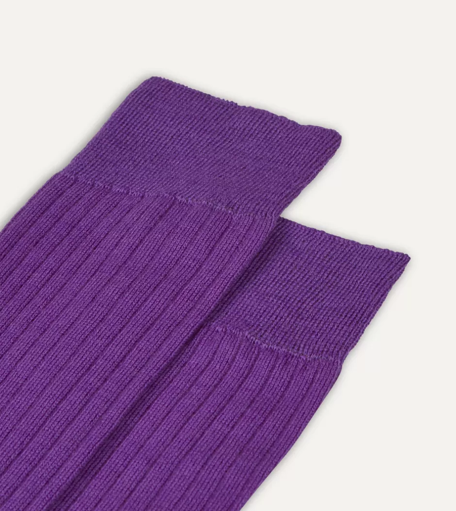 Drake's Wool Over-the-Calf Socks Lilac Hot