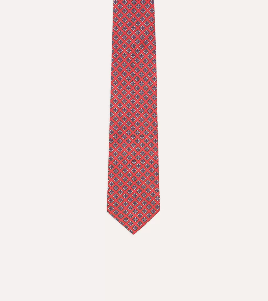 Drake's Square Medallion Self-Tipped Silk Tie Magenta Sale