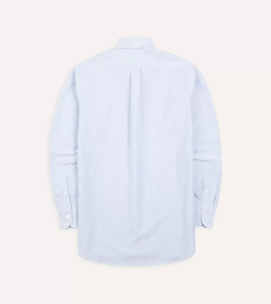 Drake's Cotton Oxford Cloth Button-Down Shirt Mid-blue Online