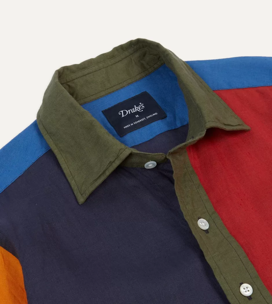 Drake's Multicoloured Linen Two-Pocket Fun Work Shirt Store