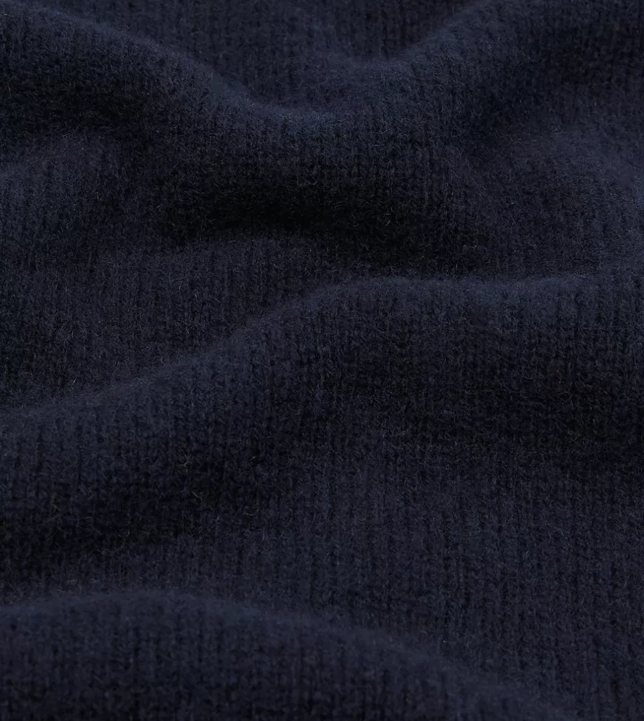 Drake's Brushed Shetland Mock Neck Jumper Navy Fashion