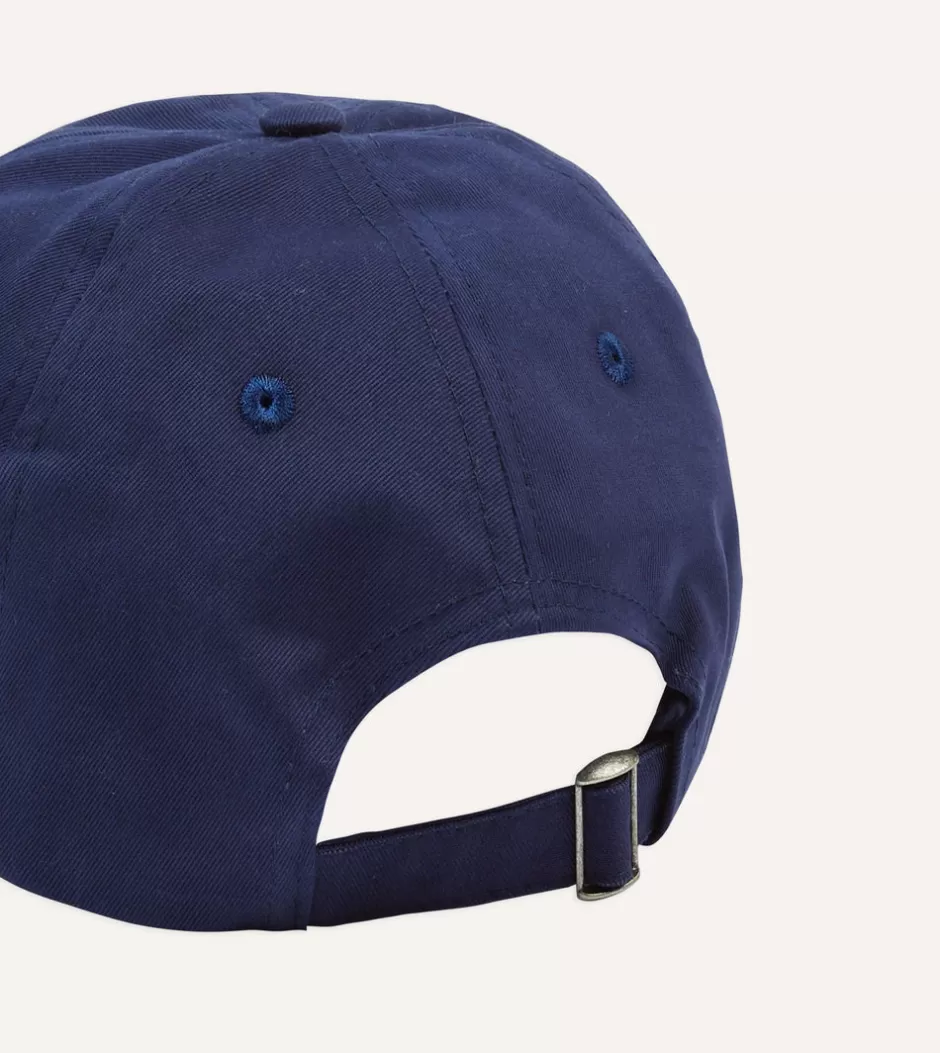 Drake's Chainstitch 'D' Cotton Twill Baseball Cap Navy Best Sale