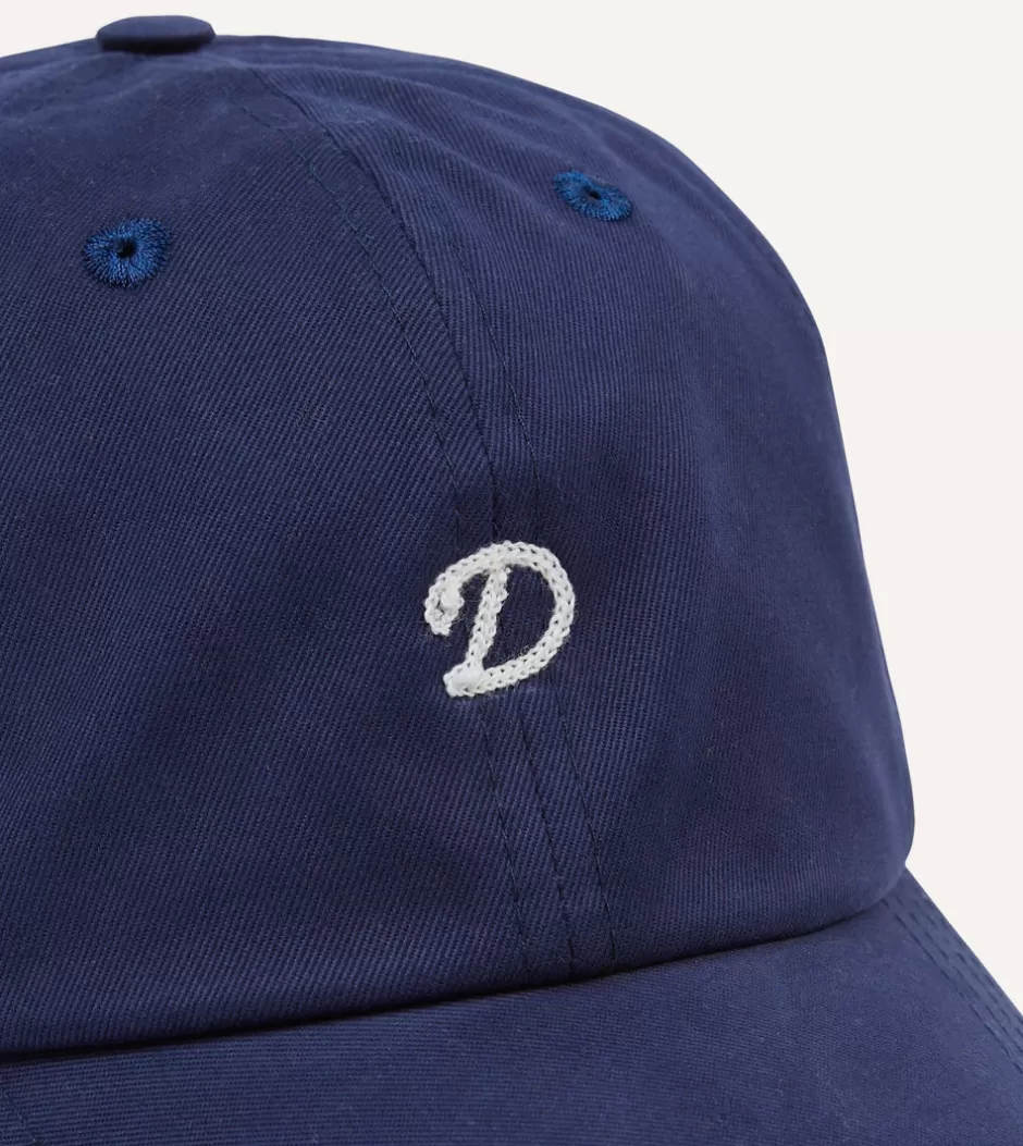 Drake's Chainstitch 'D' Cotton Twill Baseball Cap Navy Best Sale